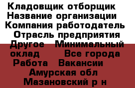 Кладовщик-отборщик › Название организации ­ Компания-работодатель › Отрасль предприятия ­ Другое › Минимальный оклад ­ 1 - Все города Работа » Вакансии   . Амурская обл.,Мазановский р-н